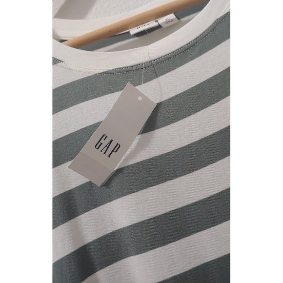 GAP‎ Womens XL Sleeveless Dress Striped Gray White Casual Maxi Tank - Picture 6 of 13